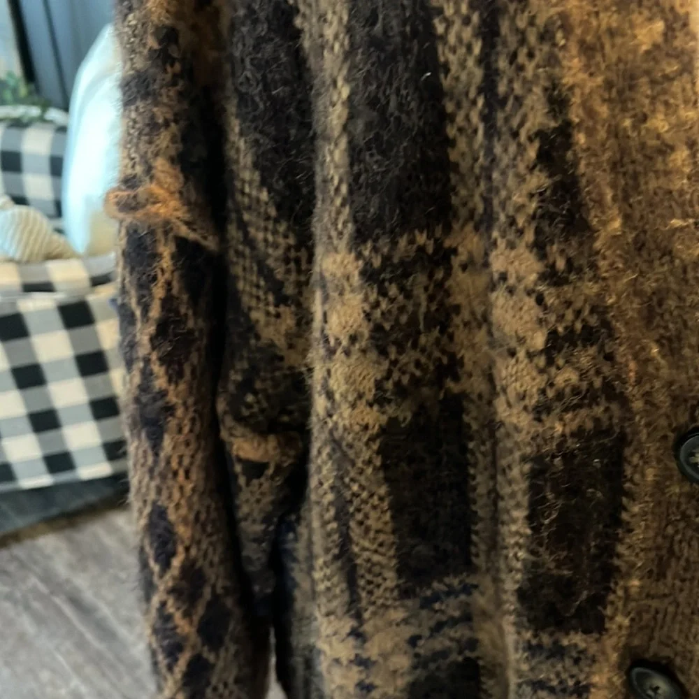 Free People Brown Plaid Button-Up Cardigan - Picture 2 of 7